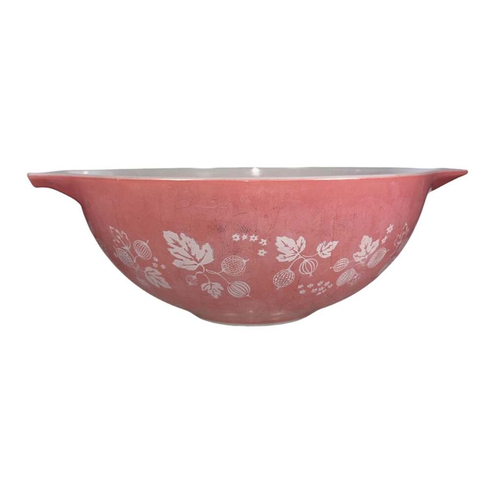 PYREX #444 Pink Gooseberry Cinderella 4 Quart Glass Nesting Mixing Bowl MCM - Picture 3 of 7